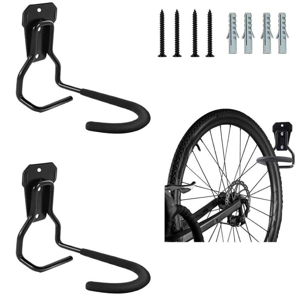 **Tiaoifaer 2-Pack Heavy Duty Iron Bike Wall Hanger - L-Shaped Vertical Bicycle Storage Rack for Garage & Home - Space-Saving Bike Mount Accessories (Black) - Perfect for Small Spaces & Apartment Storage**