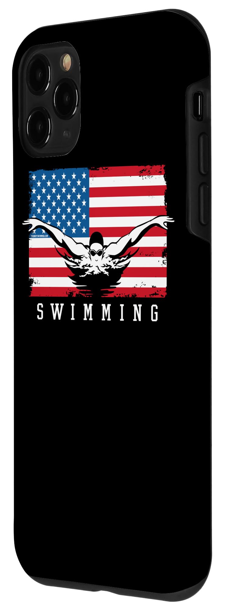 iPhone 11 Pro Case - Patriotic USA Flag Design for Swimmers & Swim Teams - Waterproof Protective Cover for Pool, Beach & Competitive Swimming