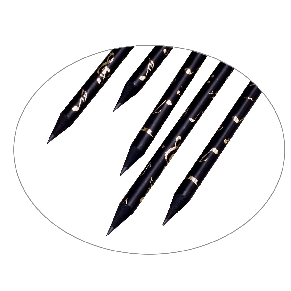 8-Pack Pre-Sharpened Artist Pencils with Music Note Design - Charcoal Drawing Pencils Featuring Diamond Top & Gold Plated Musical Instrument Pendant - Perfect for Sketching, Music Lovers, and Gift Giving