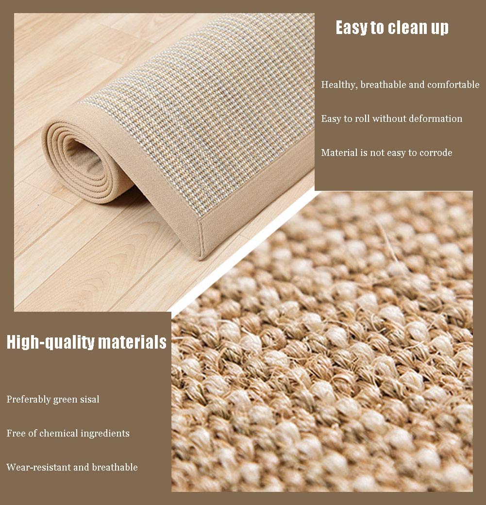 Washable Jute Carpet - Natural Woven Area Rug for Living Room, Bedroom & Outdoor Use | Modern Rectangular Tatami Mat 47x67 inch (120x170cm) | Eco-Friendly Floor Decor for Home & Patio