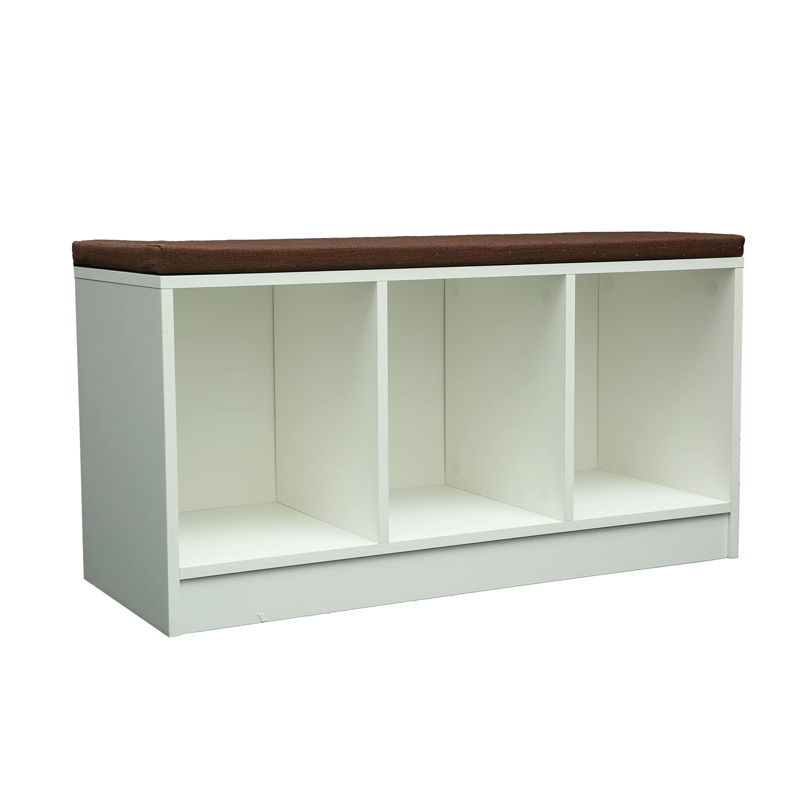 3-Cube Wooden Shoe Bench with Cushion - Entryway Storage Organizer for Shoes, Books & Toys - Multi-Functional Home Decor for Living Room, Playroom & Hallway (Perfect for Small Space Organization & Comfortable Seating)