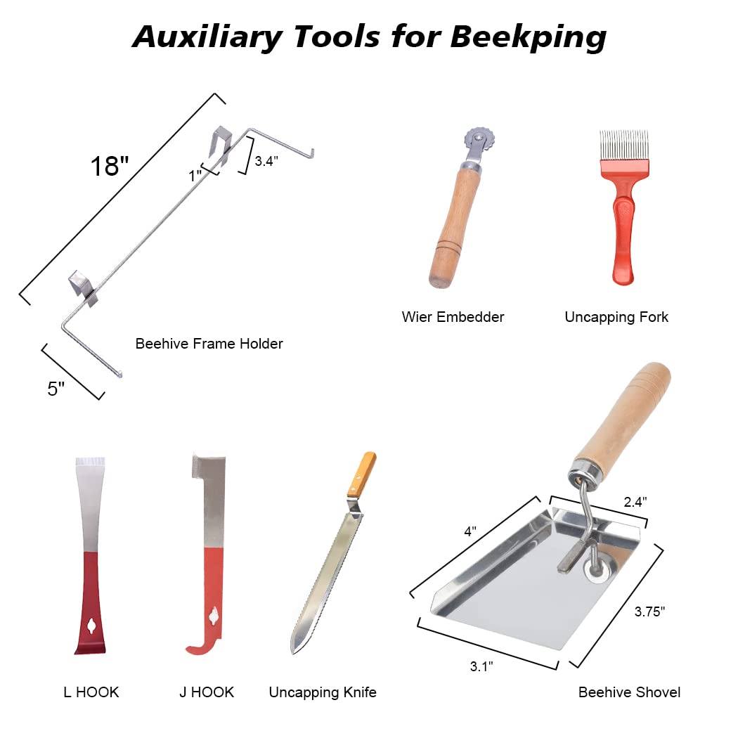 22-Piece Beekeeping Starter Kit with Beehive Tools, Smoker & Veil – Essential Beekeeping Supplies for Beginners | Hive Maintenance & Honey Harvesting