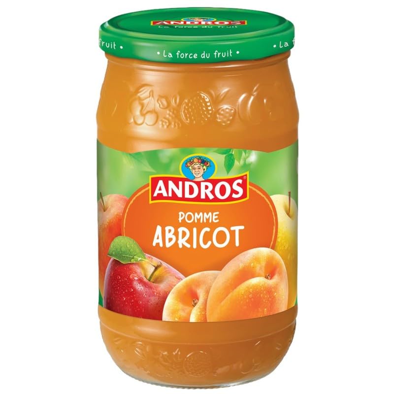 ANDROS Apricot Apple Compote 750g - No Added Sugar, Healthy Fruit Dessert for Kids & Adults - Perfect for Yogurt Topping, Pancake Filling & Snacks - Pack of 4 - USDA Organic (If Applicable) - Gluten Free - Vegan Friendly