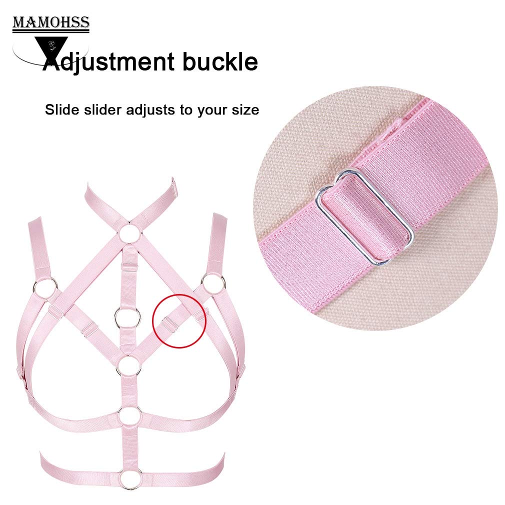 MAMOHSS Gothic Punk Strappy Lingerie - Women's Fashion Harness Elastic Bra with Cage Design | Perfect for Nightclubs, Cosplay & Alternative Fashion Outfits