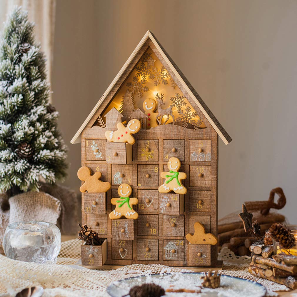 24-Day Christmas Wooden Advent Calendar with Drawers - Holiday Countdown Decor, Candy Storage Box & Festive Gift for Kids | Perfect for Home Decor, Classroom Activities & Christmas Eve Traditions
