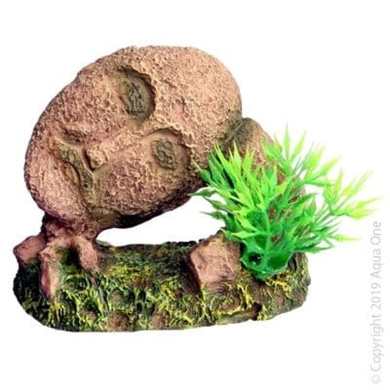 Aqua One Stone Face Head on Rock - Decorative Garden Sculpture 3.5 x 2.2 x 2.6 Inch - Perfect for Outdoor Landscaping, Zen Garden Decor, and Home Fountain Accents