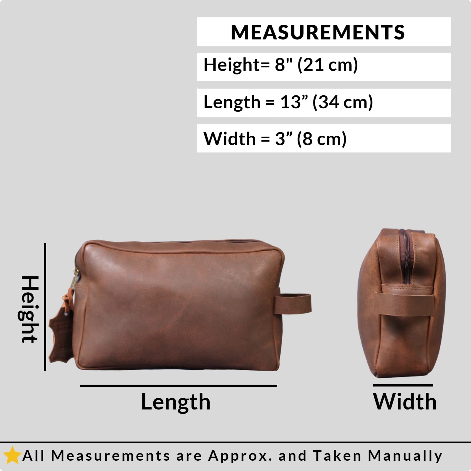 Premium Genuine Leather Toiletry Bag for Men & Women - Waterproof Travel Cosmetic Case & Organizer - Ideal for Gym, Business Trips, and Vacation Essentials
