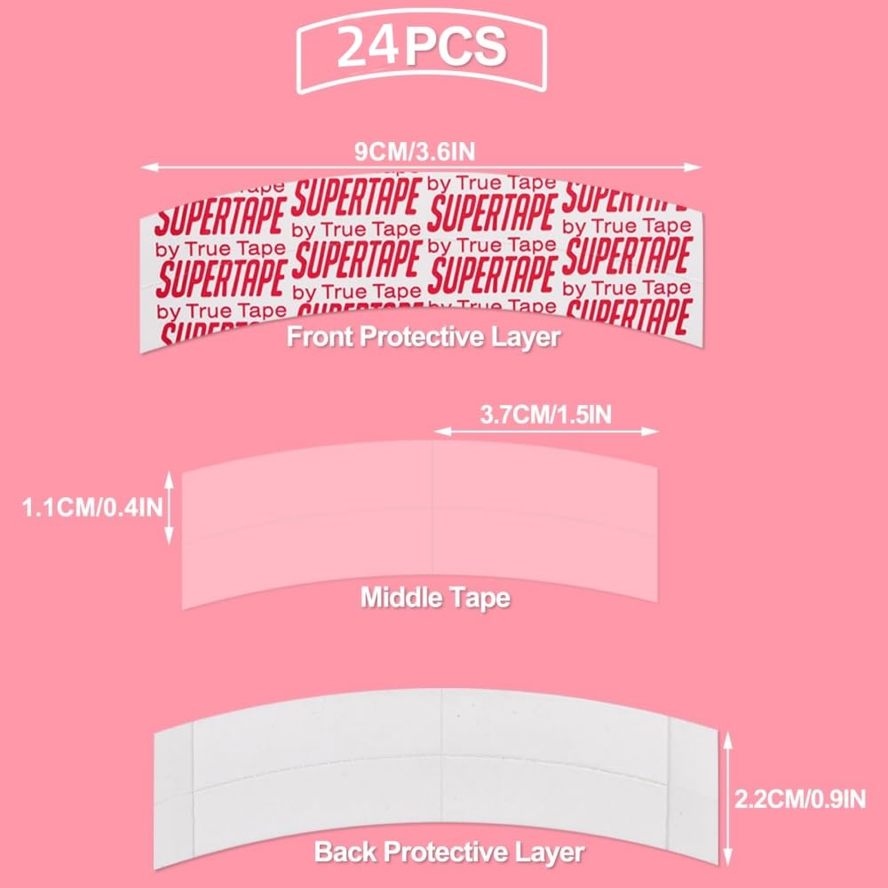 24 Pcs No Shine Hair Patch Tape for Men - Double Sided Wig Tape, Strong Hold & Invisible Adhesive for Toupees, Hair Systems & Wigs - Perfect for Daily Wear, Sports & Active Lifestyles