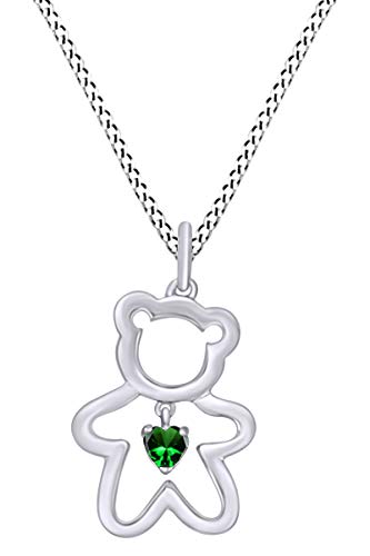 white-gold-plated-silver : Emerald