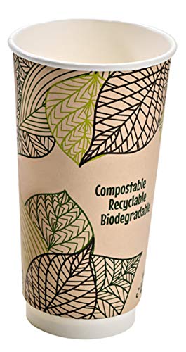 Eco-Friendly Double Wall Compostable Coffee Cups (500 Count) - 20oz Recyclable Paper Hot Drink Cups by PacknWood - Perfect for Coffee Shops, Offices & Sustainable Events