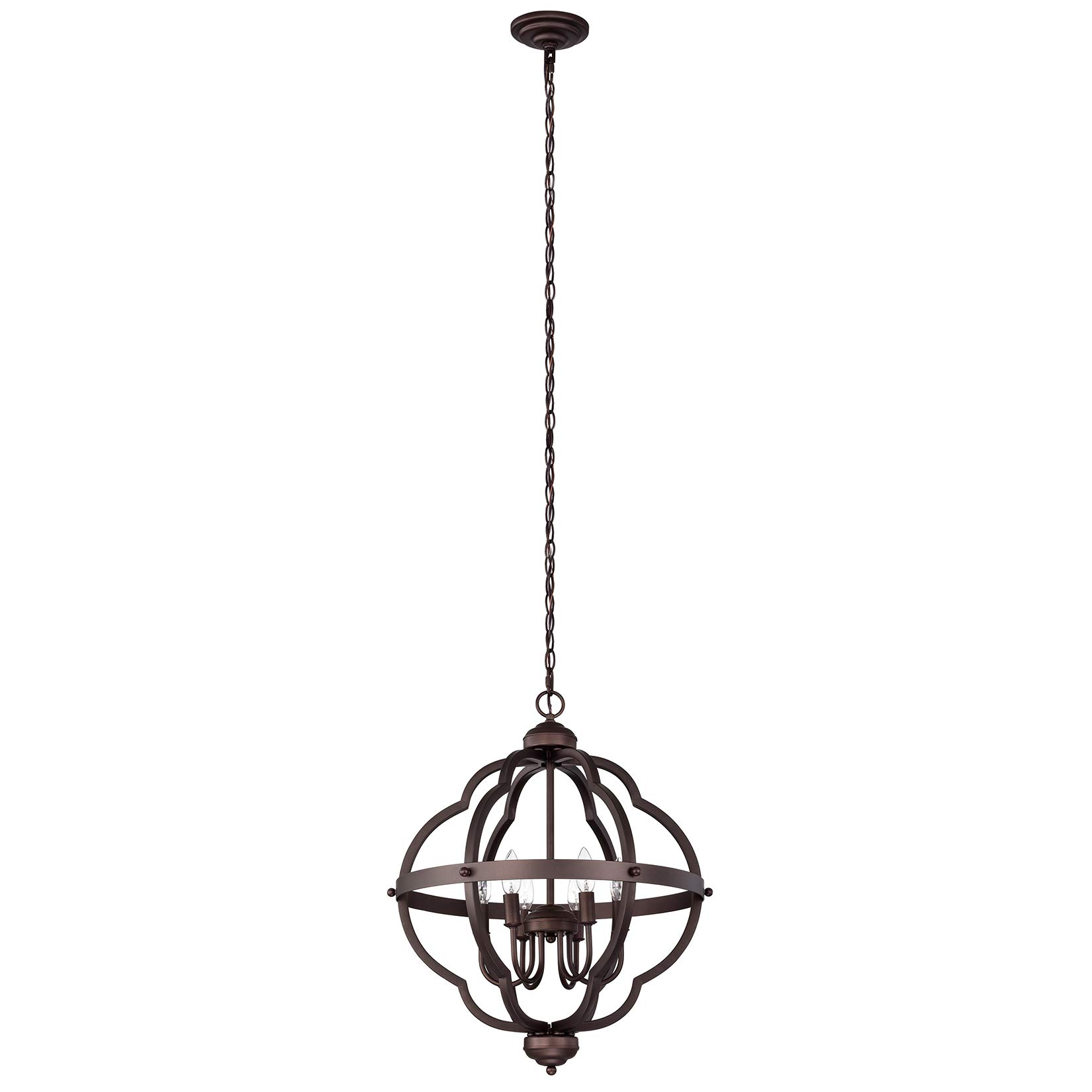 6-Light Globe Pendant Light Fixture - Oil Rubbed Bronze Farmhouse Chandelier - 21 Inch Hanging Lights for Kitchen Island, Dining Room, Living Room & Bedroom - Perfect for Rustic, Industrial & Modern Home Decor