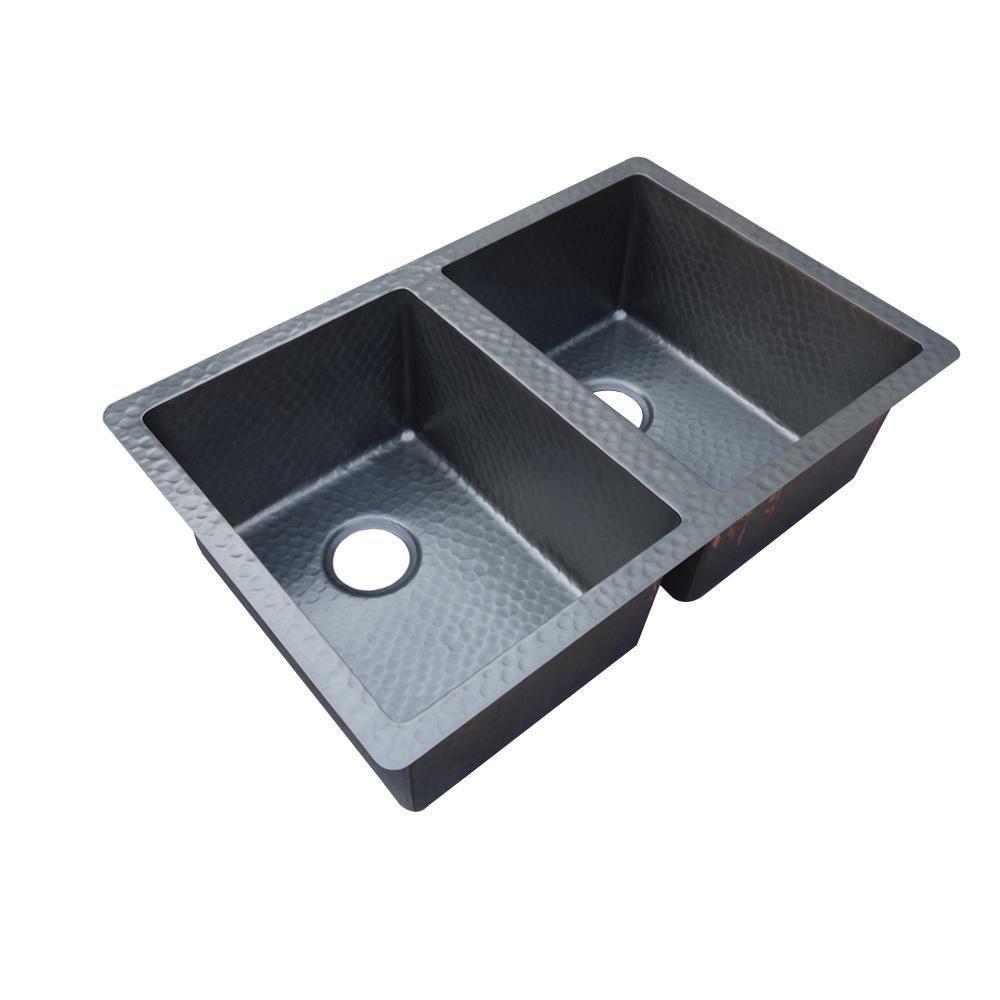 Premium 14 Gauge Undermount Copper Kitchen Sink - KEU 1 by SINDA | Heavy-Duty Equal Bowl Design | Perfect for Modern Farmhouse, Rustic & Luxury Kitchens