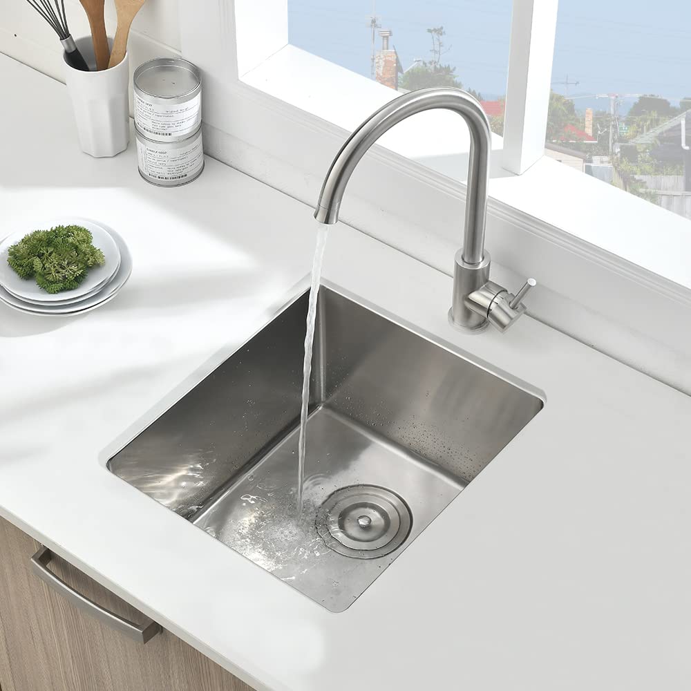 13 x 15 Inch Undermount Single Bowl Stainless Steel Kitchen Sink - 16 Gauge RV, Wet Bar & Prep Sink for Small Spaces - Perfect for Tiny Homes, Campers & Compact Kitchens
