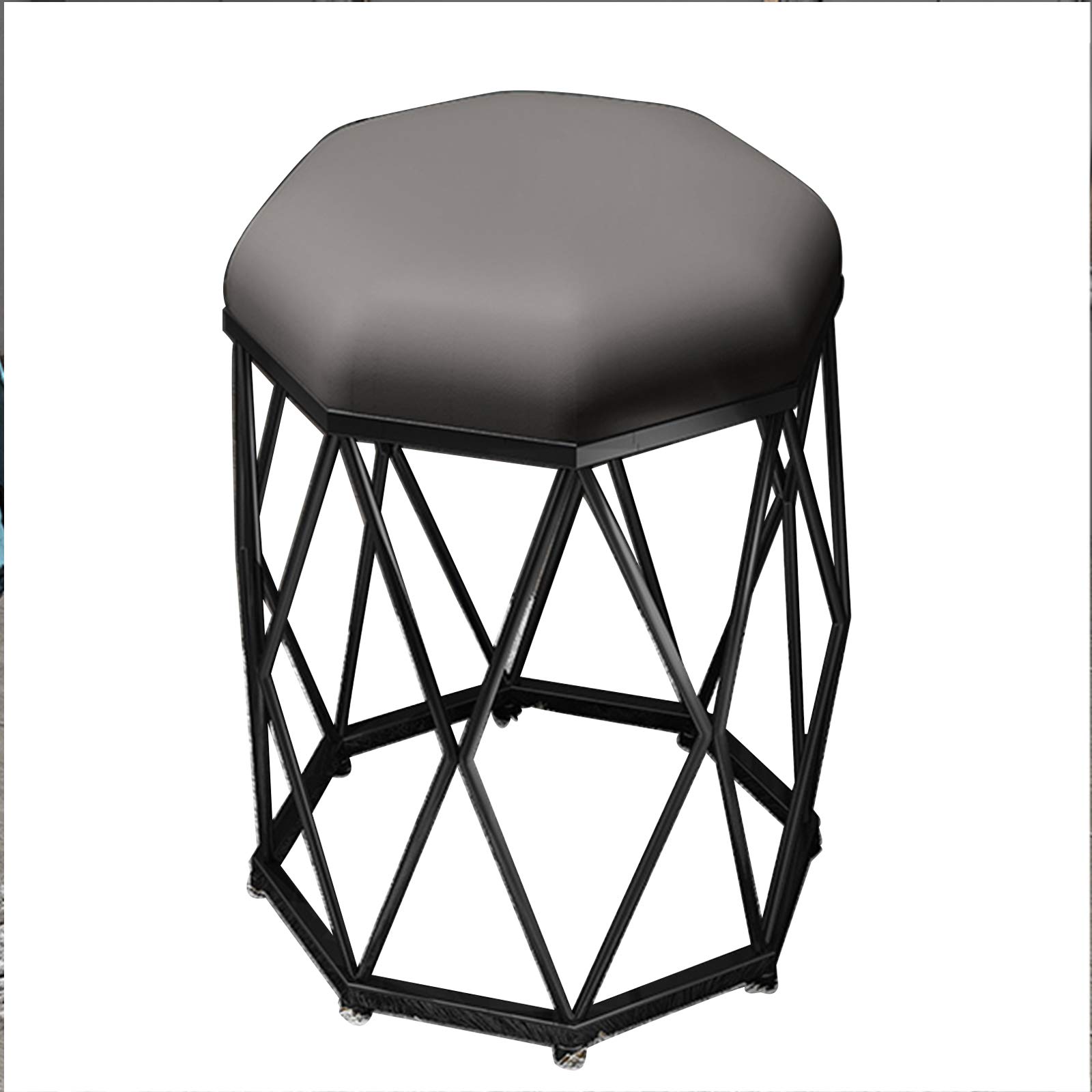 Modern Octagonal Stool with Comfortable Fabric & Sturdy Iron Frame - 100kg Weight Capacity - Perfect for Bathroom, Bedroom, Living Room & Dressing Area