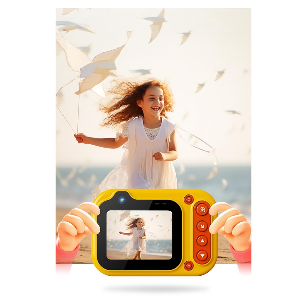 Vesdrtyr Waterproof Kids Camera - 3M Underwater Dual Camera for Swimming, Snorkeling & Outdoor Adventures - Shockproof & Durable (Yellow) - Perfect for Beach, Pool & Family Vacations