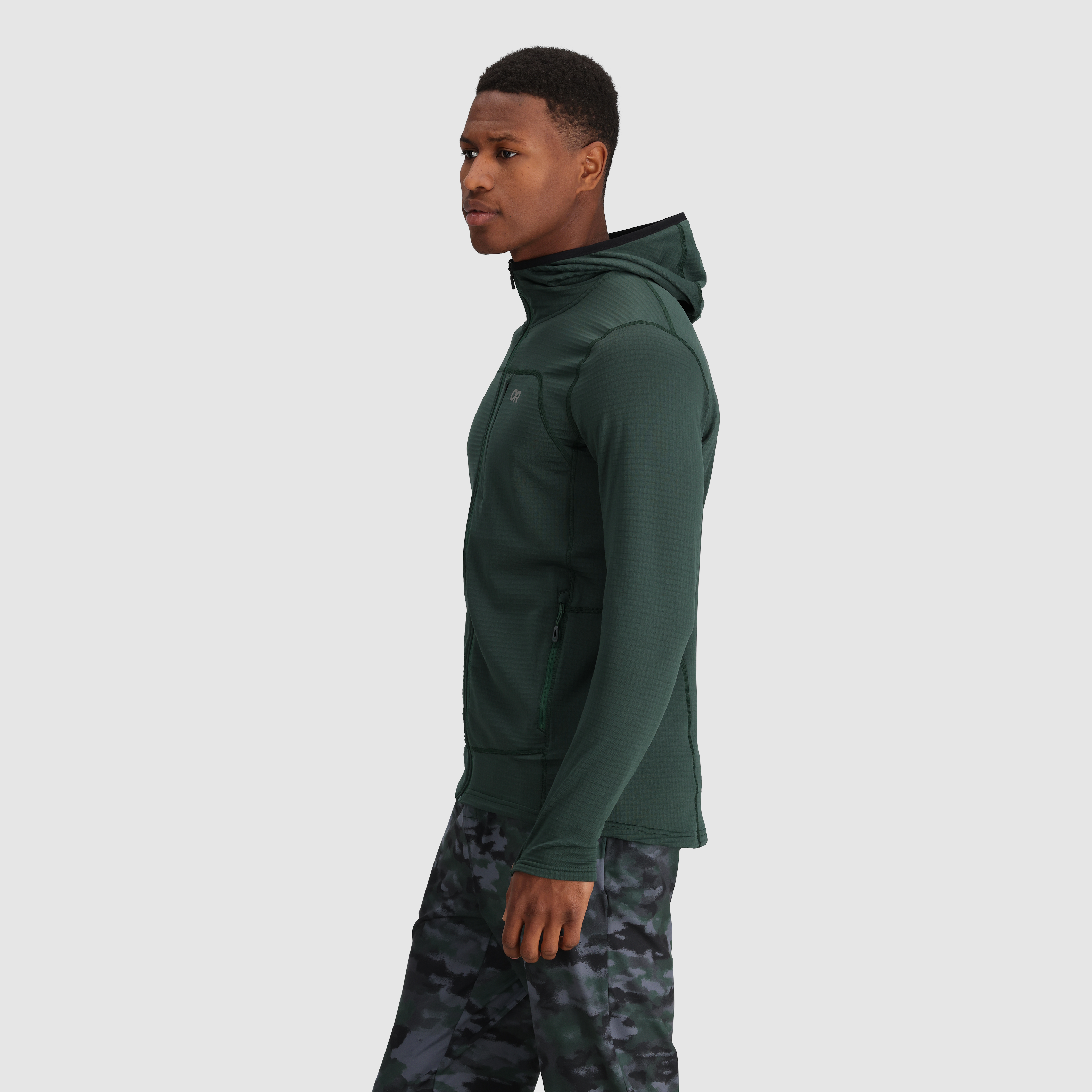 Men's Vigor Grid Fleece Full Zip Hoodie - Lightweight Warm Jacket for Outdoor Activities & Casual Wear