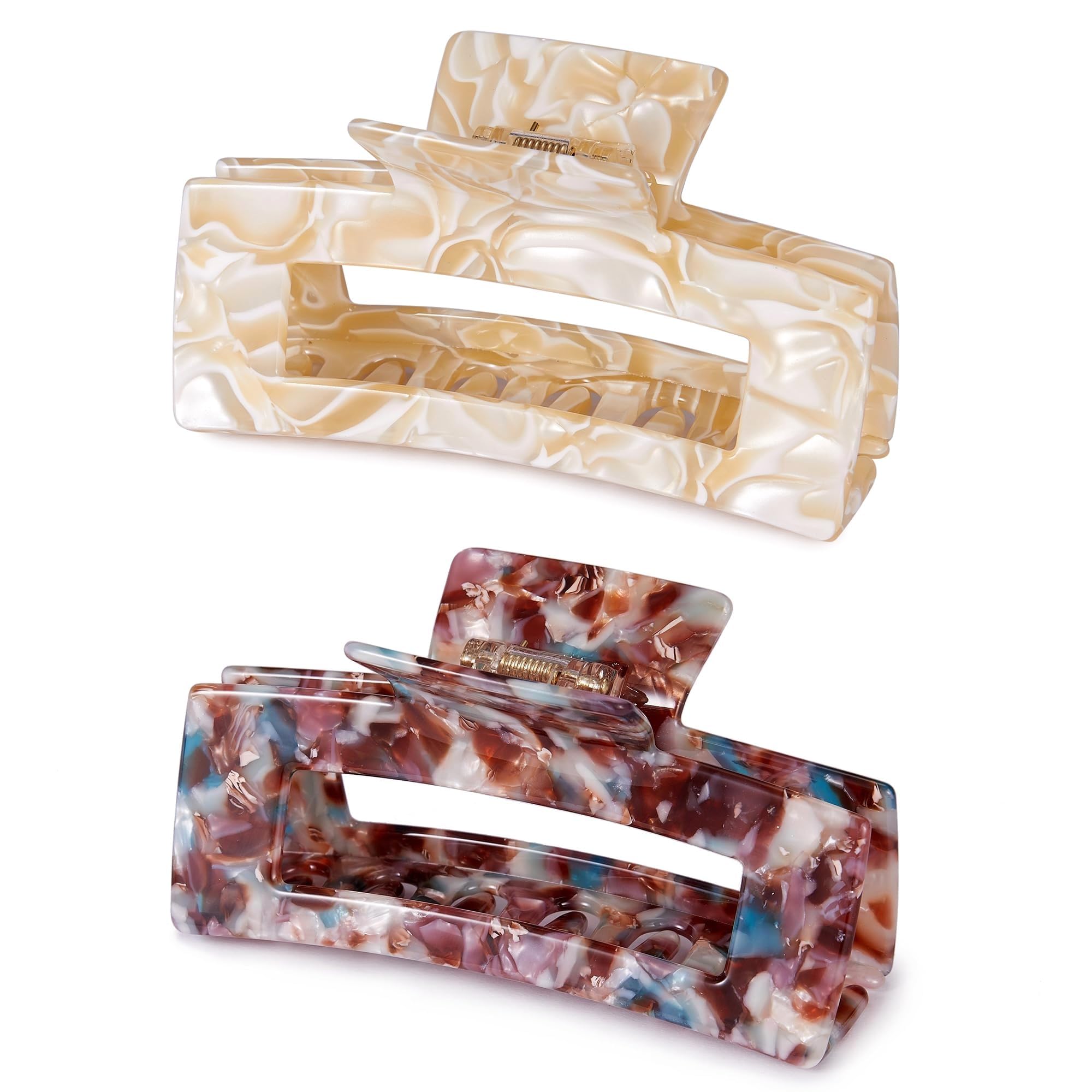 Large Tortoise Shell Hair Claw Clip 4.1 Inch - 2 Pack Banana Clips for Thick & Curly Hair - Premium Cellulose Acetate Hair Accessories for Women - Perfect for Beach, Work, and Everyday Styling