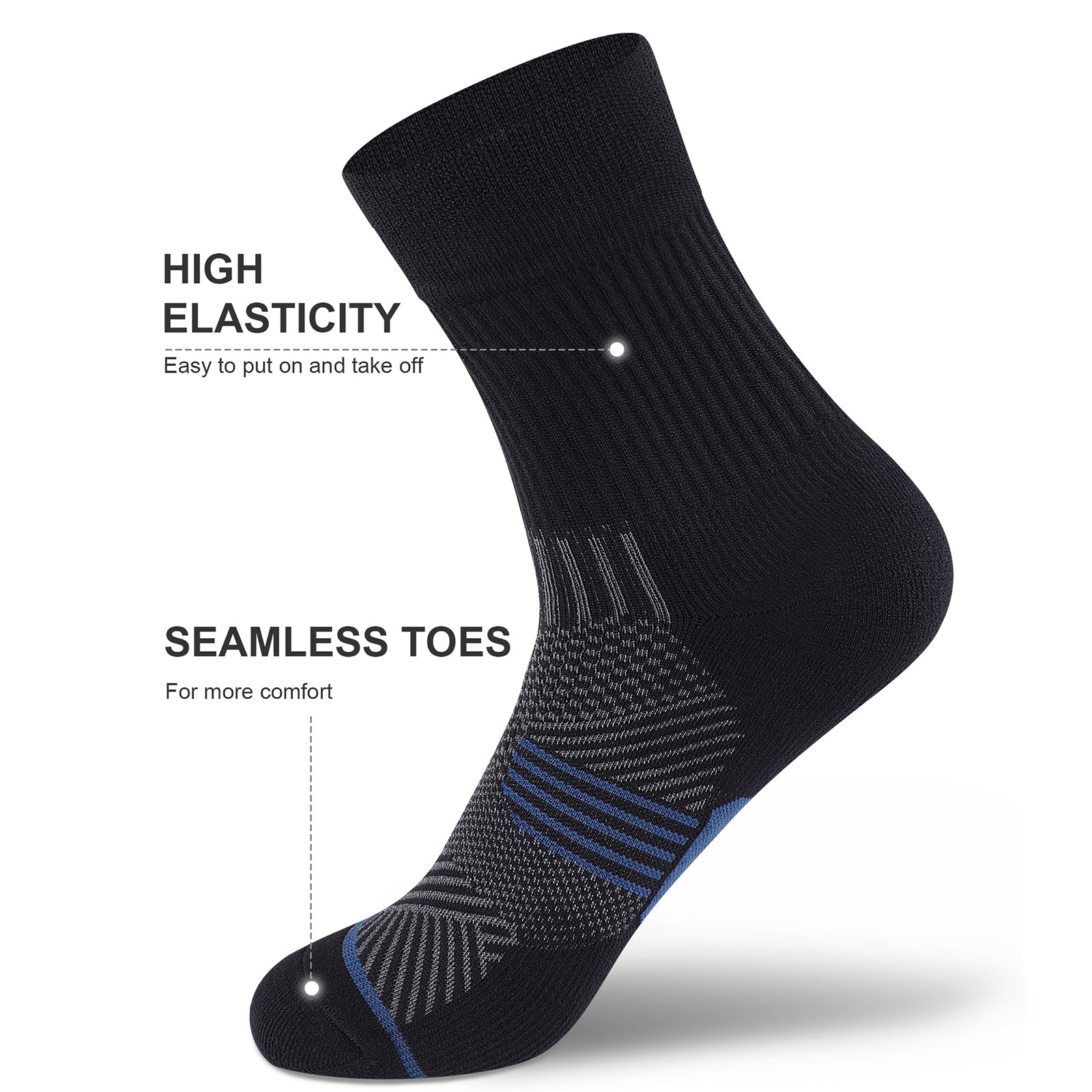 GECKOMAN x PAPLUS Compression Athletic Crew Socks for Men & Women - Moisture-Wicking Performance Socks for Running, Hiking & Sports - Best Workout Socks for Athletes