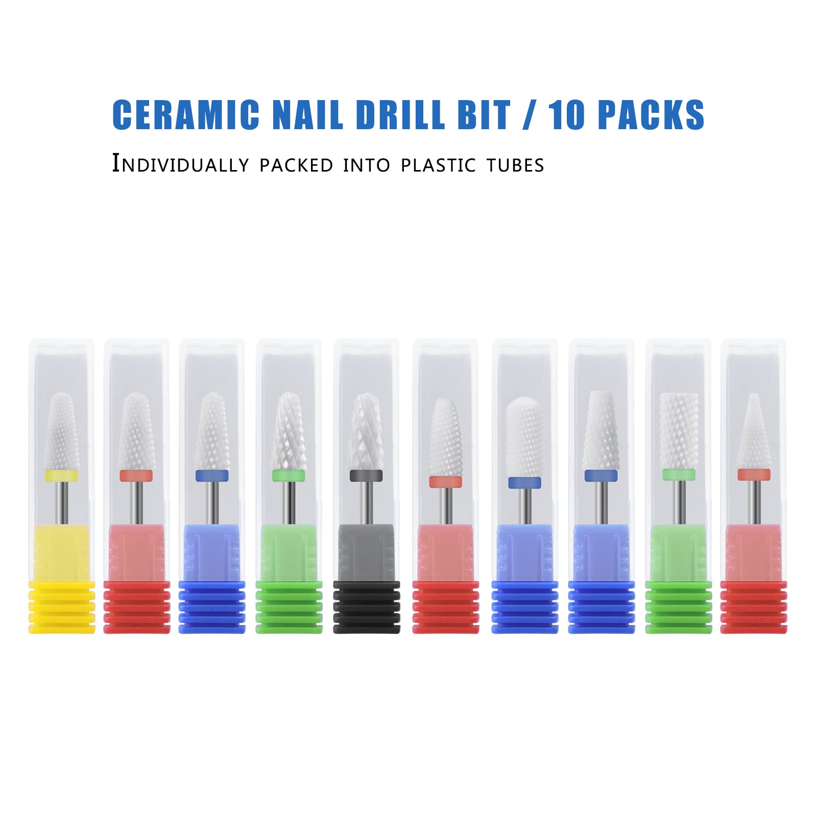 10Pcs Ceramic Nail Drill Bits 3/32