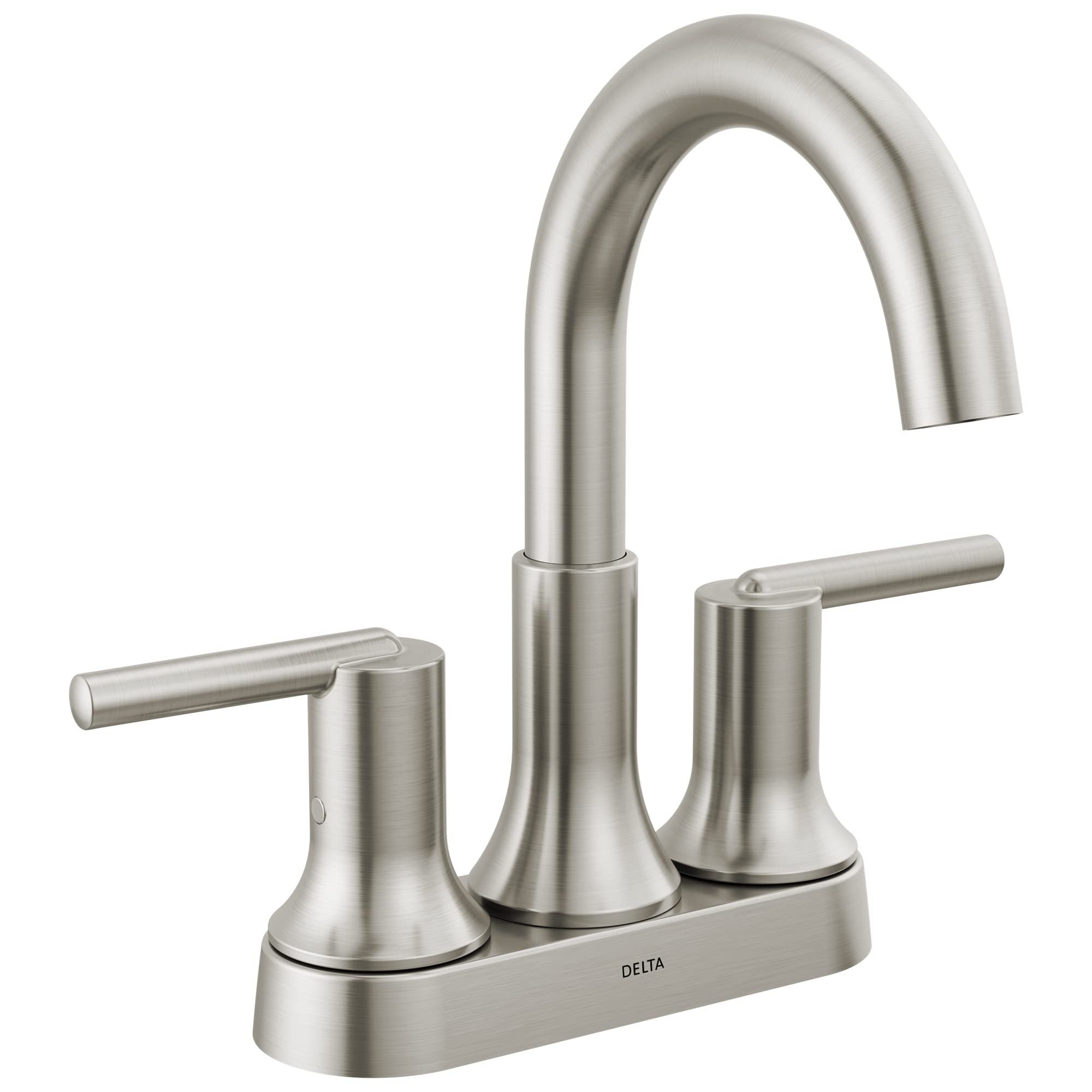 Delta Faucet Trinsic Brushed Nickel Bathroom Sink Faucet - Centerset Design with Diamond Seal Technology & Metal Drain Assembly (2559-SSMPU-DST) - Perfect for Modern Bathrooms, Guest Baths, and Powder Rooms