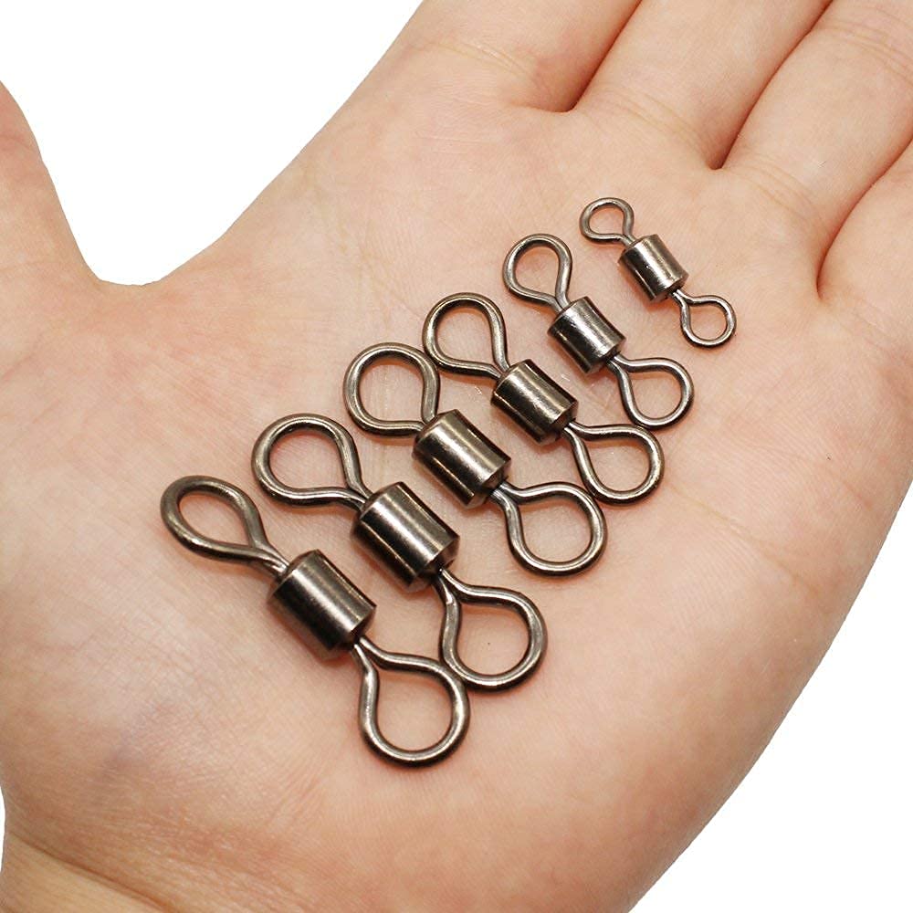 Premium Stainless Steel Black Nickel Fishing Barrel Swivels - 60/120pcs Rolling Swivels Fishing Line Connectors for Saltwater & Freshwater (29-335 lbs) - Ideal for Bass, Trout & Deep Sea Fishing Tackle