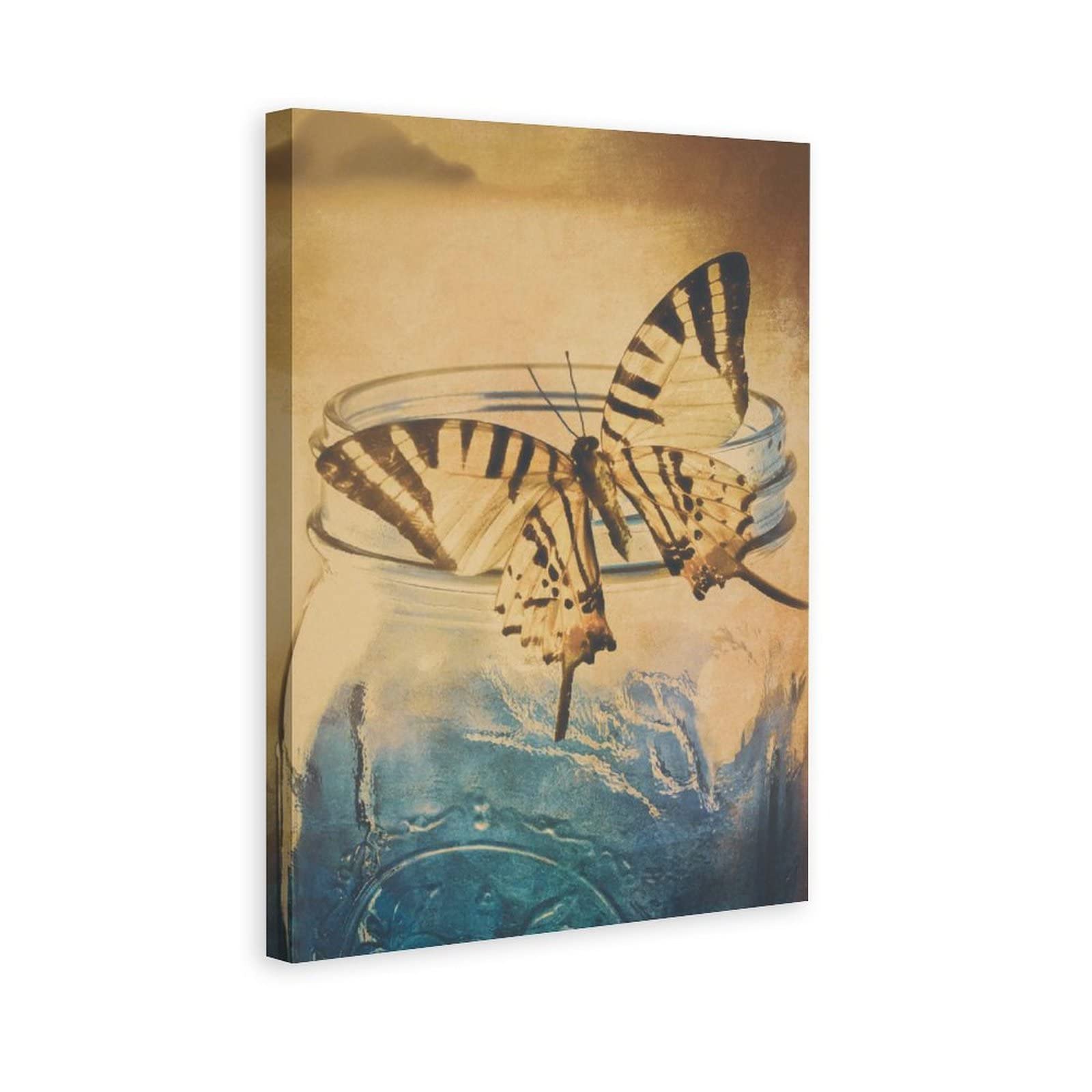 Butterfly Canvas Wall Art - 16x24 Inches (40x60cm) Framed Nature Landscape Painting Print for Living Room, Bedroom & Office Decor - Perfect Gift for Home Decoration & Housewarming