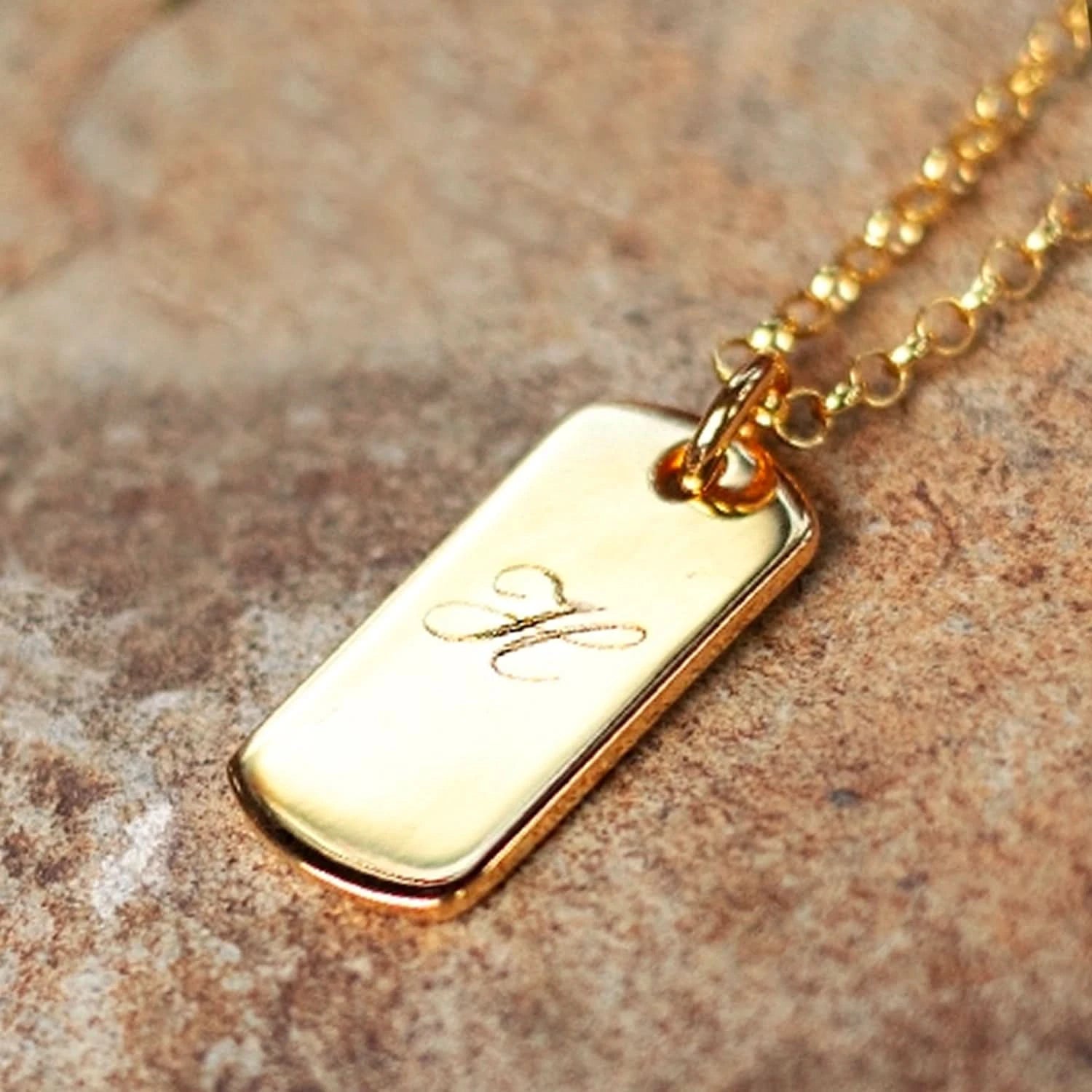 Custom Engravable Men's Gold Dog Tag Necklace - Personalized Military Style Pendant for Gifts, Memorial & Everyday Wear