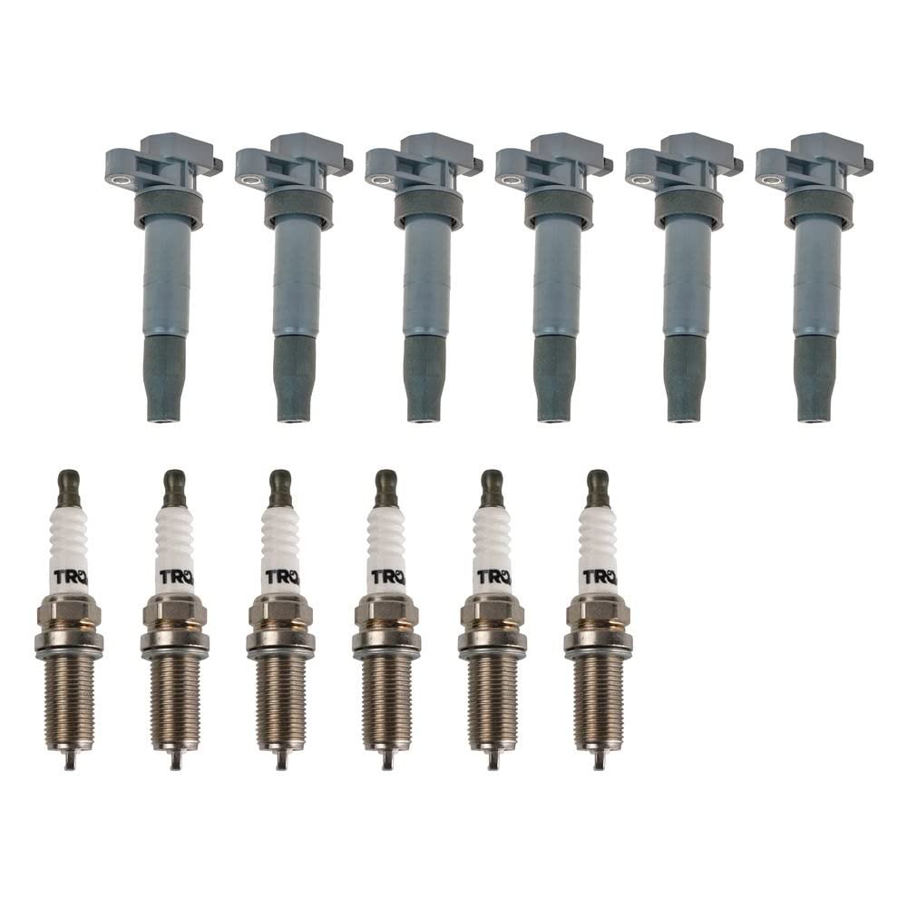 TRQ Ignition Coil and Spark Plug Kit - Compatible with Hyundai Azera 2006-2008, Entourage 2007-2008, Santa Fe 2007-2009, Sonata 2006-2010, Veracruz 2007-2012 | Kia Amanti, Optima, Sedona, Sorento | High Performance Replacement Parts for Smoother Engine Start & Better Fuel Efficiency