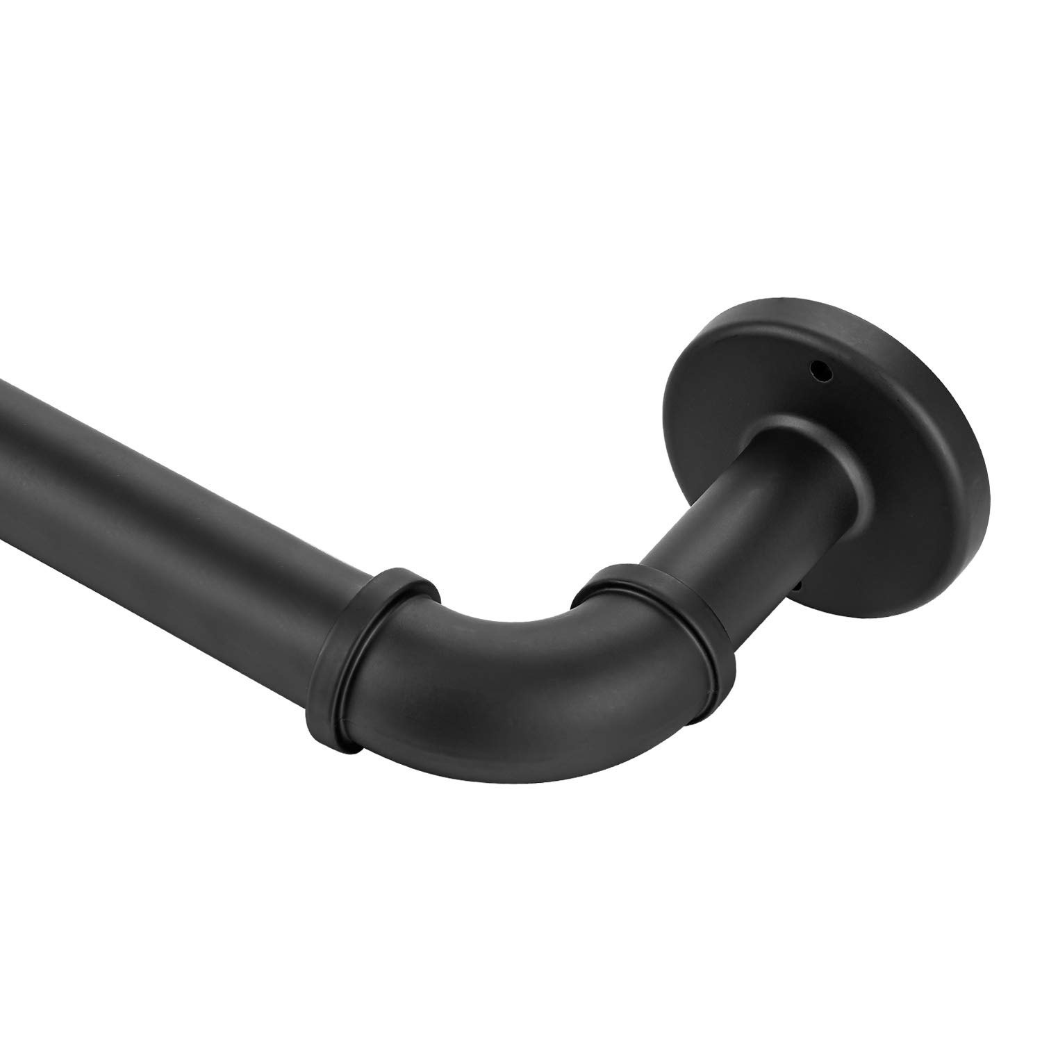 YuMierle 1 Inch Heavy Duty Industrial Curtain Rod - Matte Black Rust-Resistant Iron Window Rod for 28 to 48 Inches - Indoor/Outdoor Rustic Home Decor for Living Room, Bedroom & Patio Windows