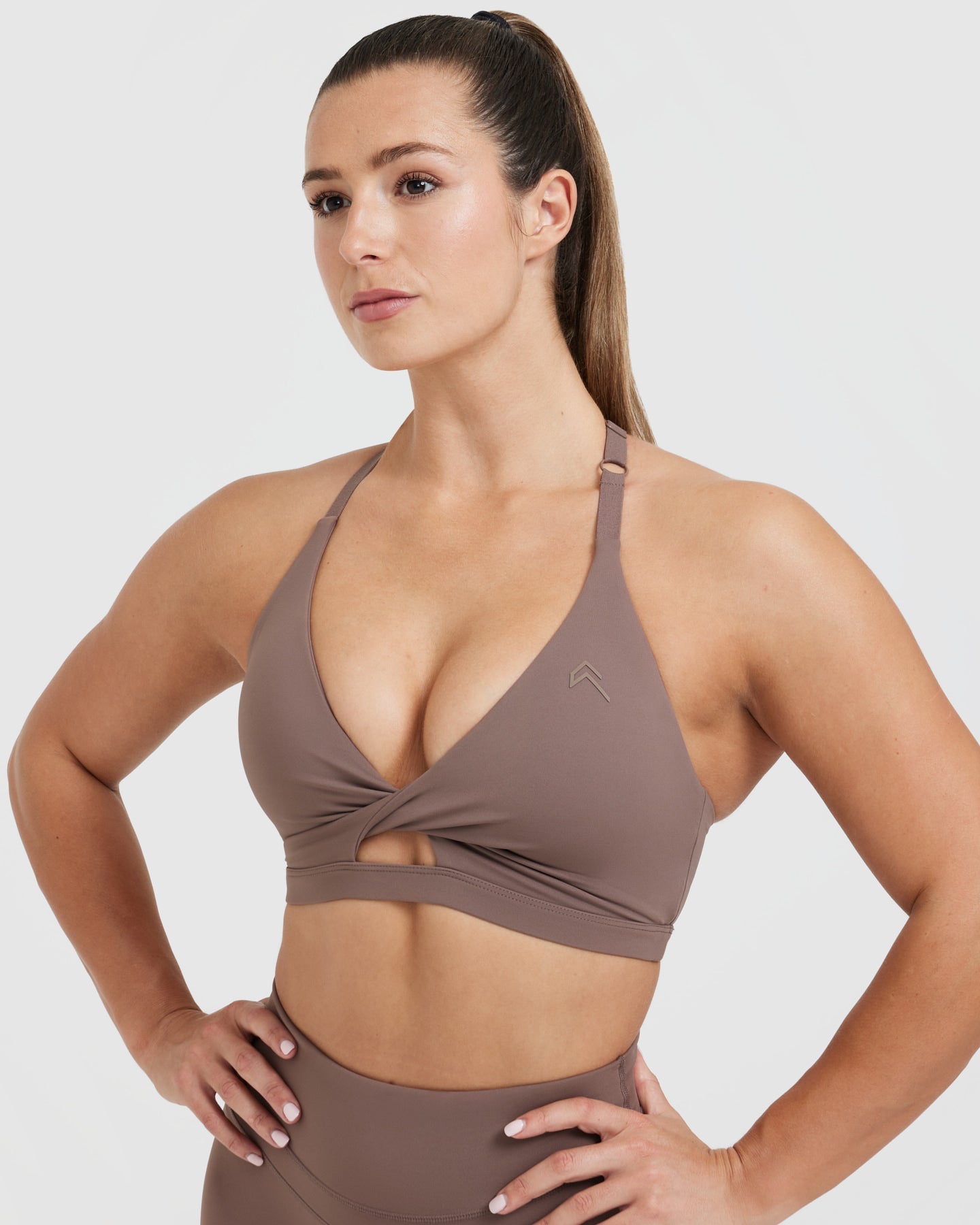 High Support Unified Twist Sports Bra for Women - Cool Brown | Yoga, Running, Gym & Workout Essentials
