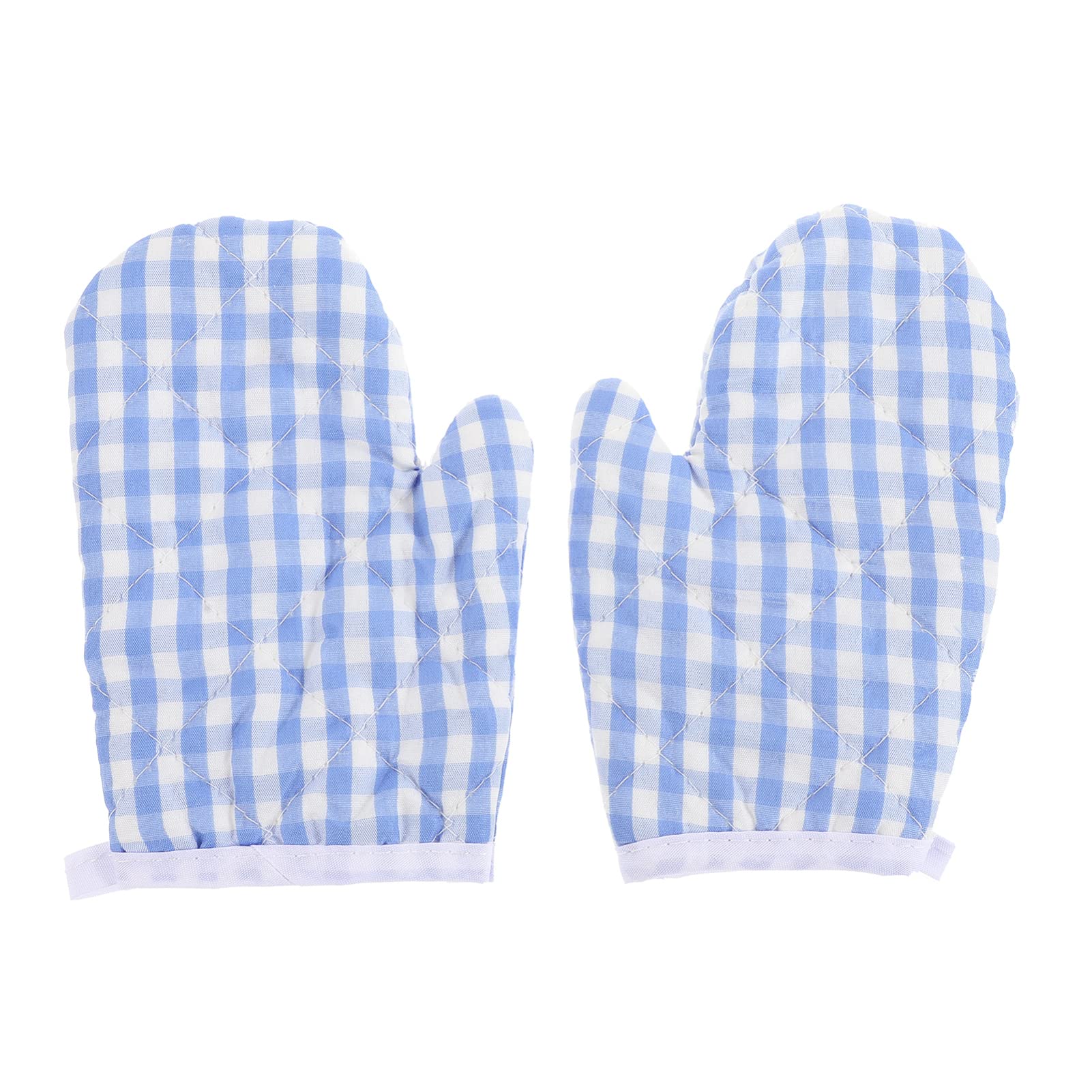 2Pcs Heat Resistant Oven Mitts - Buffalo Plaid Pattern Kitchen Gloves for Cooking, Baking & Grilling - Non-Slip Hand Protector for Kids & Adults (Sky Blue) - Perfect for Holiday Baking, BBQ Parties & Home Kitchen Safety