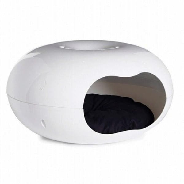 Modern Donut Cat Cave - Cozy Plastic Pet Bed for Cats & Small Dogs | Comfortable Indoor Sleeping Spot for Kittens & Puppies