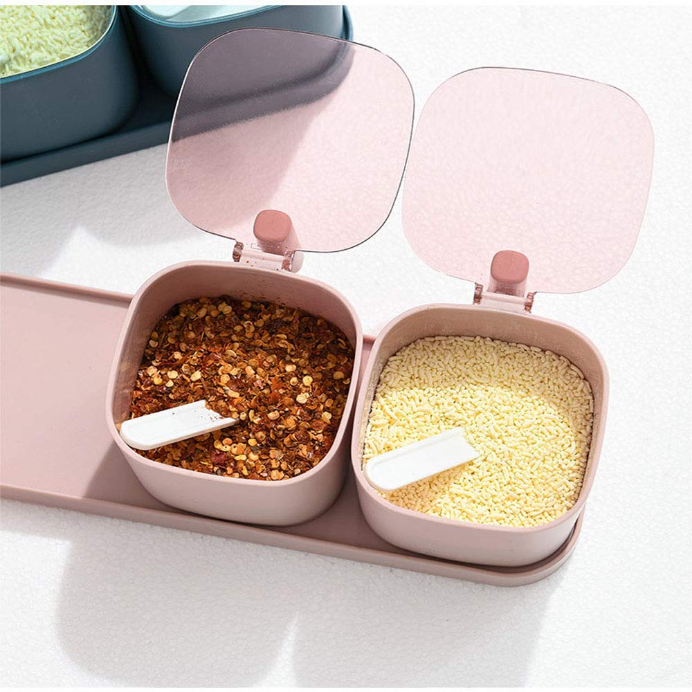 Premium 4-Piece Pink Spice Jar Set with Lids & Serving Spoon - Airtight Kitchen Seasoning Storage Containers for Herbs, Spices & Condiments | Perfect for Cooking, Baking & Pantry Organization