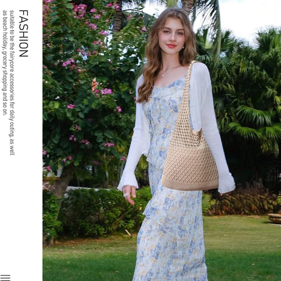 Crochet Bags for Women - Handmade Summer Beach Tote Bag, Boho Hippie Knit Purse for Travel, Shopping & Picnic | Perfect for Beach Outings, Farmers Market & Festival Accessories