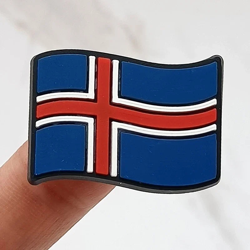 1Pcs Flag Icon PVC Shoe Charms - Decorative Sandals Accessories for Clogs & Buckle Shoes - Fun Kids Party Favors & Gift Ideas - Perfect for Beach Outfits, Summer Fashion & Costume Parties