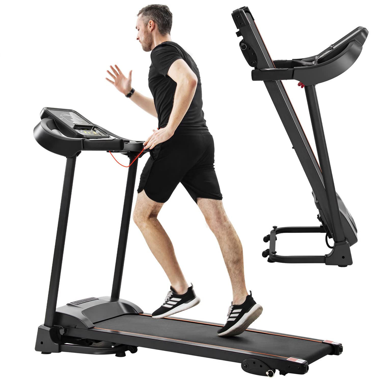 **Foldable Treadmill with Incline for Home Workouts – 12 Pre-Set Programs, LCD Display, Phone/Tablet Holder, Bluetooth Speakers & Transport Wheels – Supports 240 lbs – Perfect for Running, Jogging & Cardio Training**