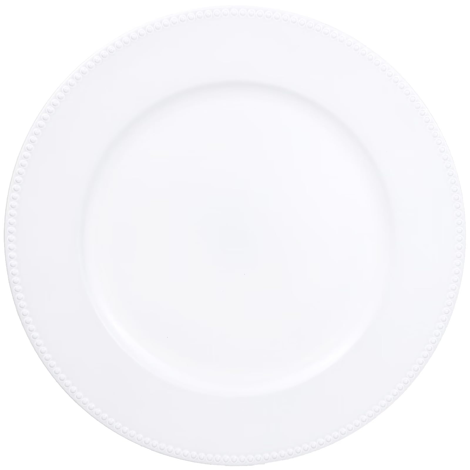 12-Pack White Beaded Charger Plates - 13