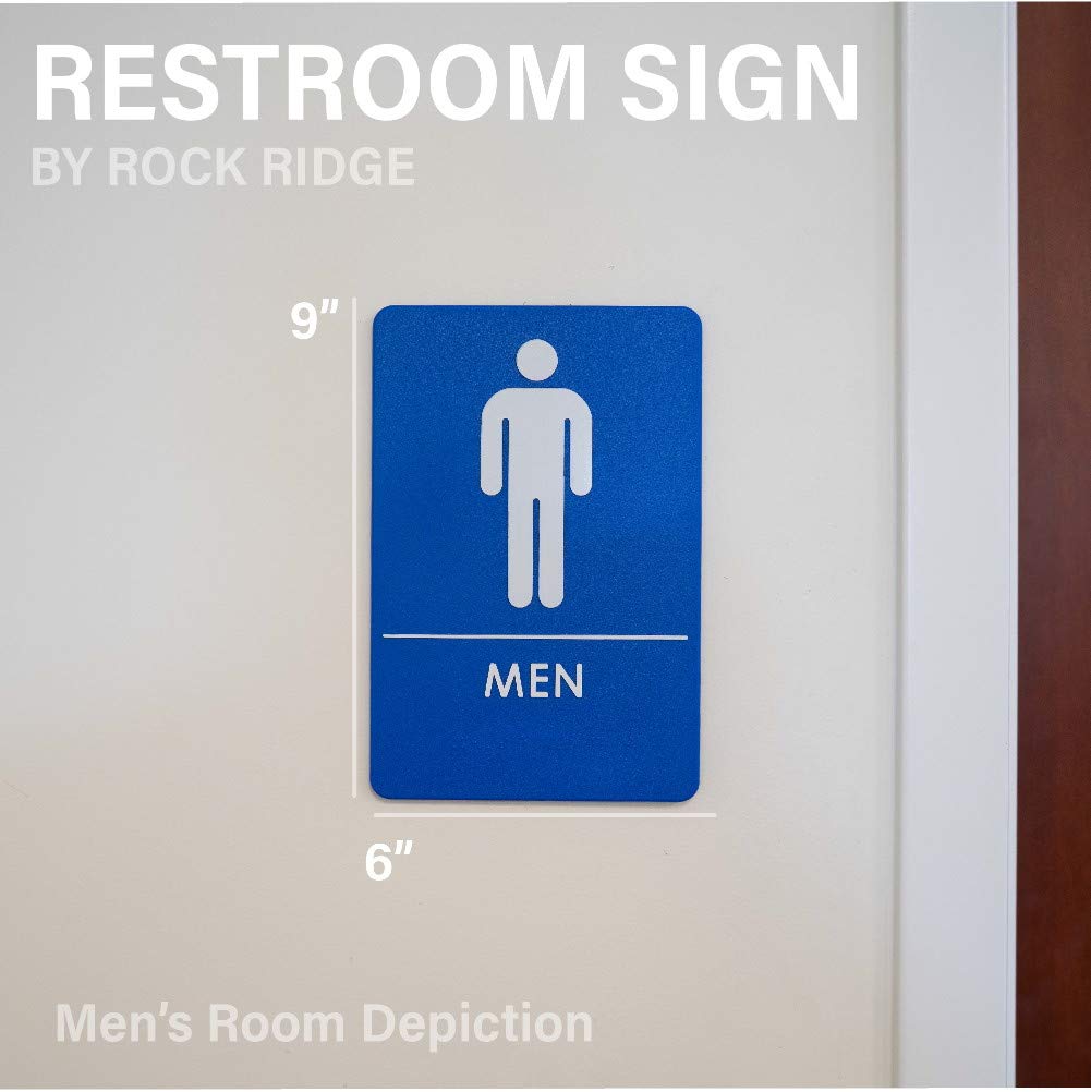 ADA Compliant Men's Restroom Sign - Blue & White with Adhesive Tape & Instructions (24 Pack) - Perfect for Offices, Restaurants & Public Facilities