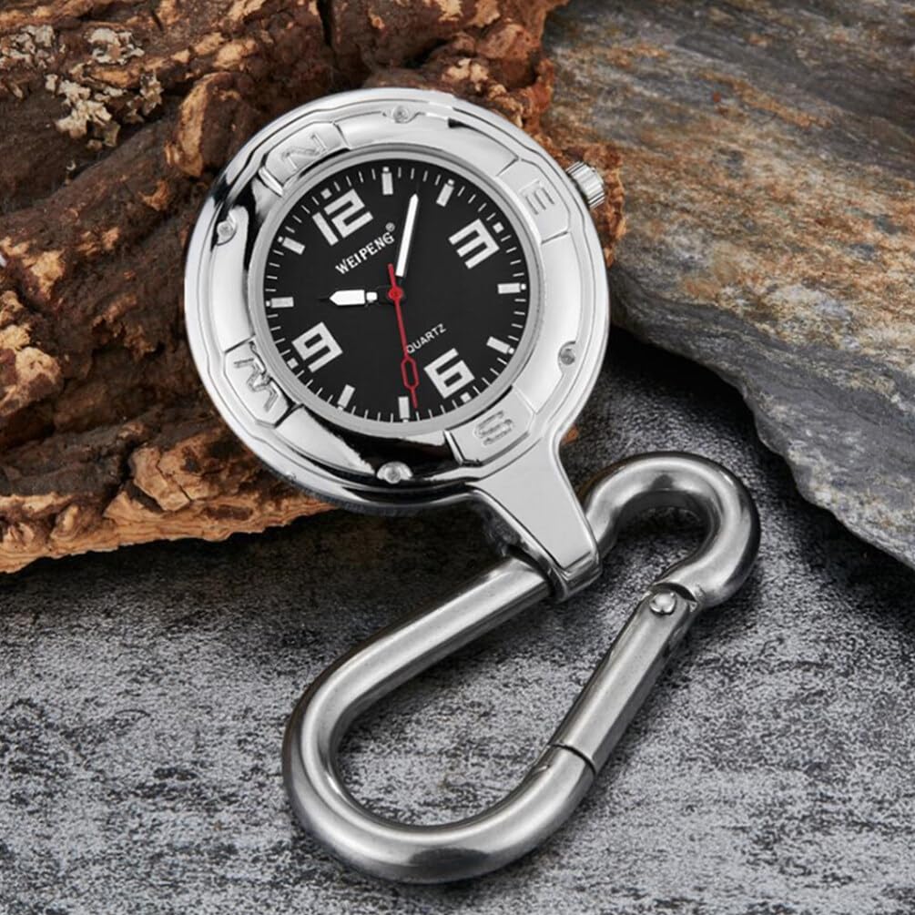 Hemobllo Unisex Clip-On Quartz Pocket Watch with Carabiner - Stylish Hanging Watch for Backpack, Hiking, Climbing & Outdoor Adventures | Perfect for Camping, Travel & Everyday Use