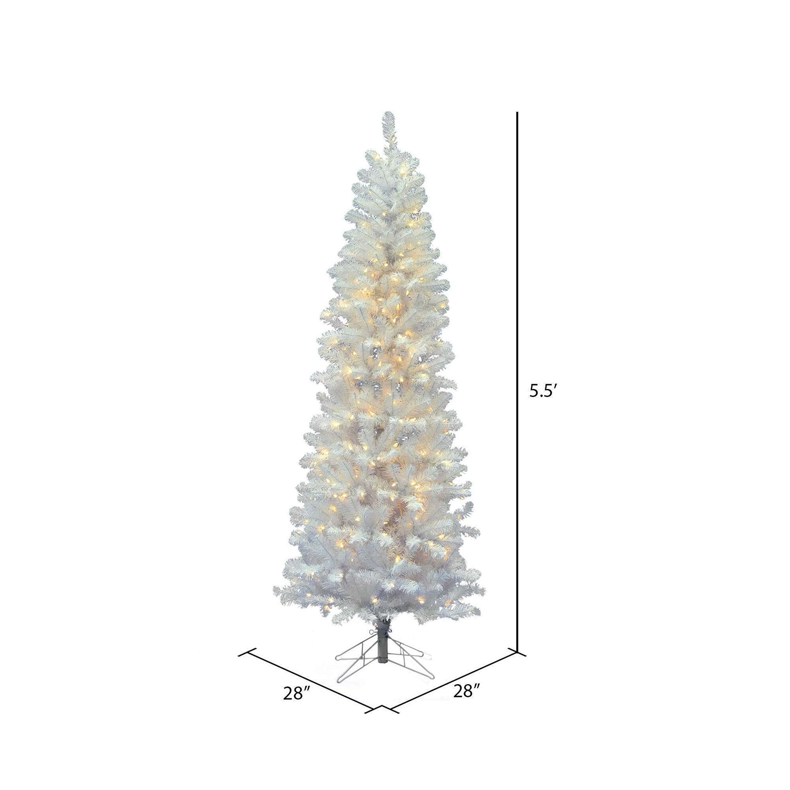 Vickerman 5.5ft White Artificial Christmas Tree with LED Lights - Pre-lit Salem Pine Holiday Decor for Living Room, Office & Seasonal Home Decoration