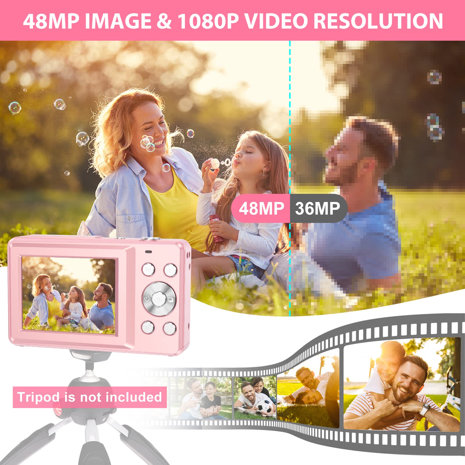 **Best Digital Camera for Kids & Teens - 44MP FHD 1080P Vlogging Camera with 32GB Card, 16X Zoom, LCD Screen, Compact & Rechargeable - Perfect Gift for Students, Girls, Boys (Black, DC403Black) - Great for Travel, Parties & Everyday Photography**