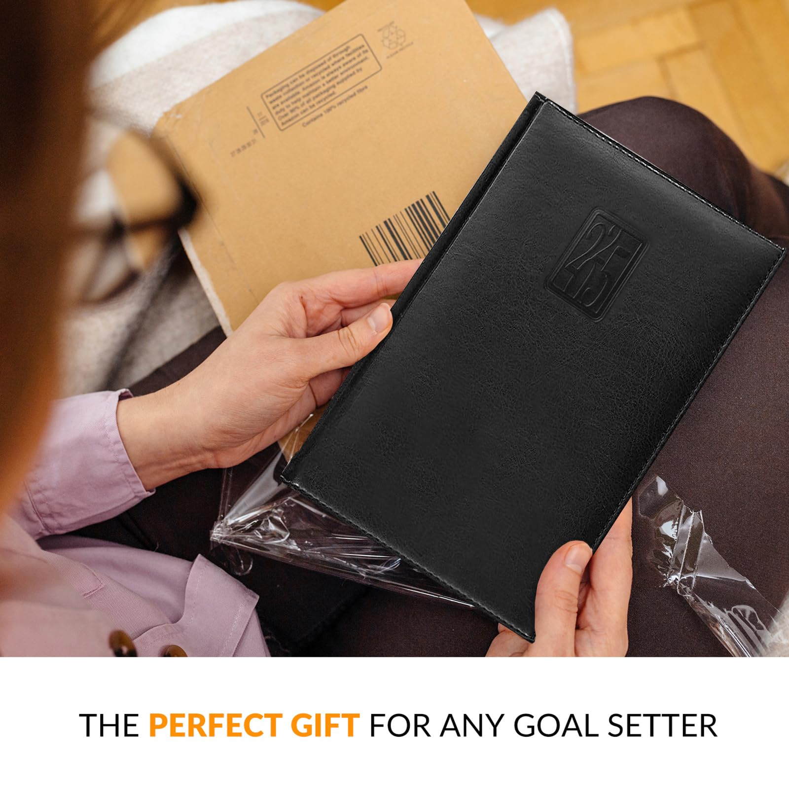 2025 Daily Planner - A5 Business & Personal Organizer with Hourly Schedule, Monthly Tabs & Calendars | 365-Day Page-A-Day 5x7 Agenda for Women & Men | Perfect for Work, School & Goal Tracking (Black)