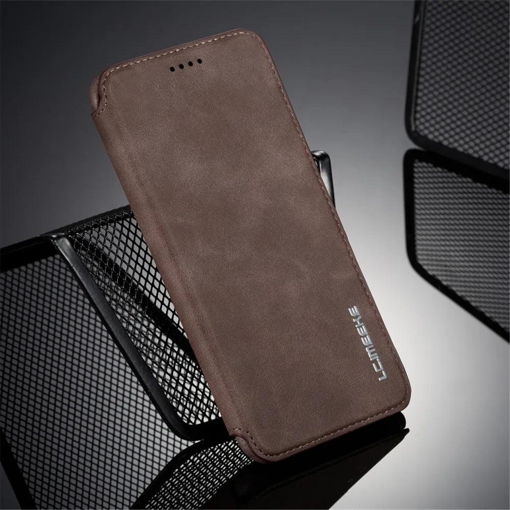 Samsung Galaxy S24 Leather Stand Cover Case - Premium Protective Phone Cover with Kickstand for Hands-Free Viewing - Perfect for Watching Videos, Video Calls, and More