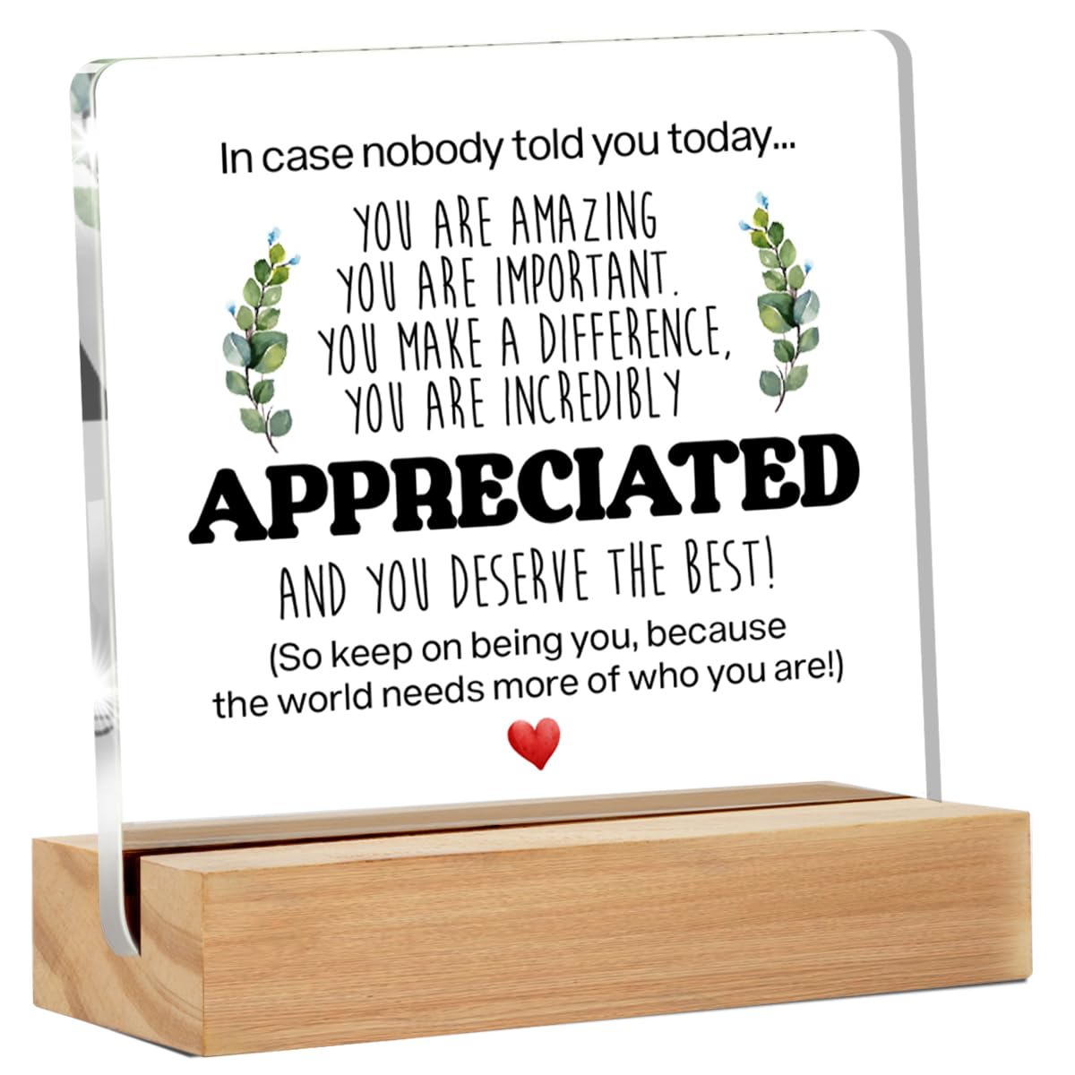 Inspirational Thank You Gifts for Women & Men - Motivational Quote Clear Acrylic Desk Sign (4x4 Inch) - Perfect Office Decor for Coworkers, Friends & Home Workspace