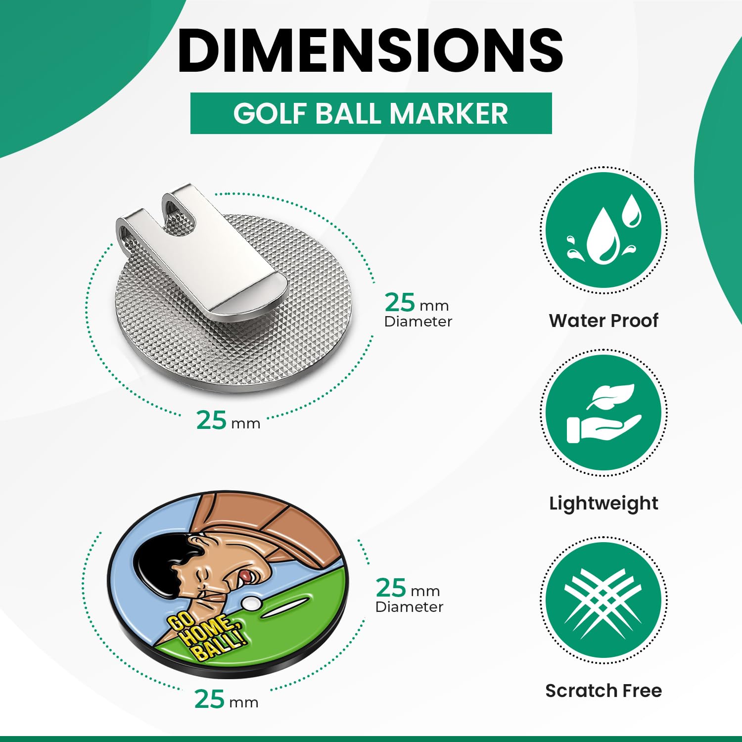 K9King Magnetic Golf Ball Marker with Hat Clip - Premium Alignment Ball Mark for Golfers | Funny Golf Accessories & Perfect Gift for Golf Lovers | Ideal for On-Course Alignment & Stylish Cap Accessory