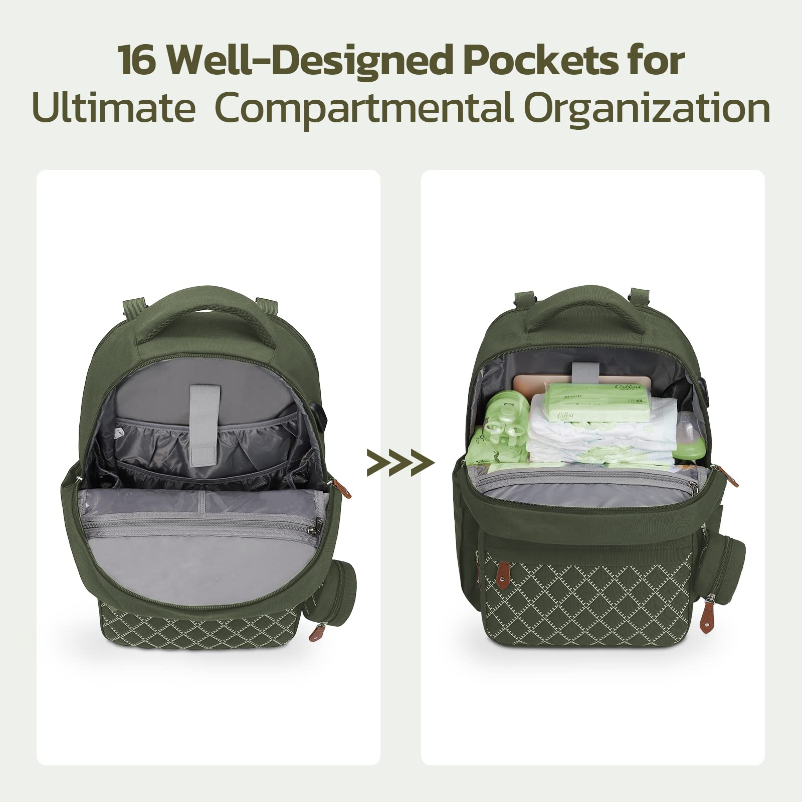 Large Capacity Unisex Diaper Bag with Removable Insulated Bottle Holder - Perfect for Parents, Travel & Baby Essentials Organization