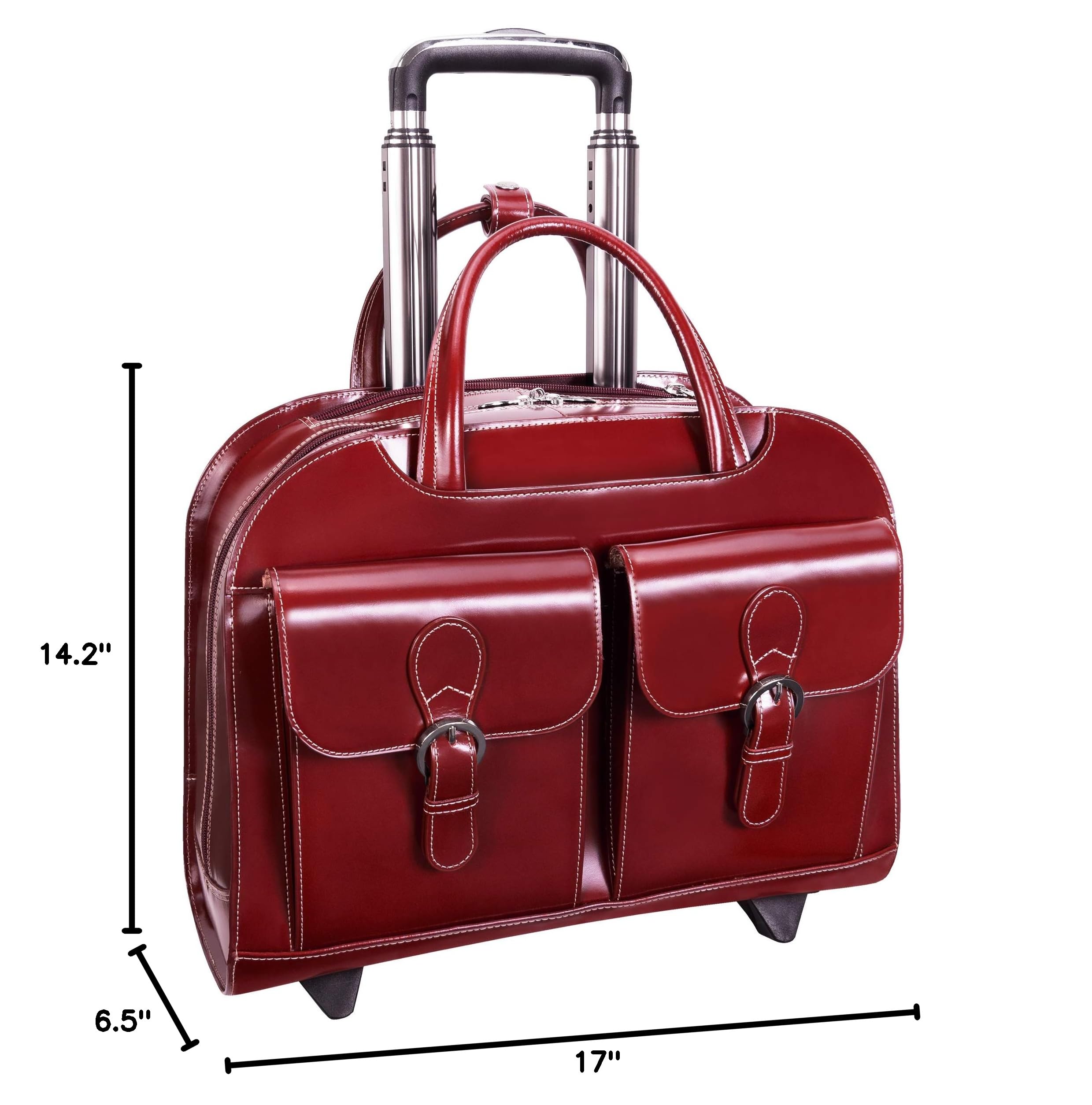 Davis Leather 15.4 Inch Wheeled Laptop Bag for Women - Stylish & Durable Business Travel Laptop Case with Wheels for Commuting, Office & Airplane Use