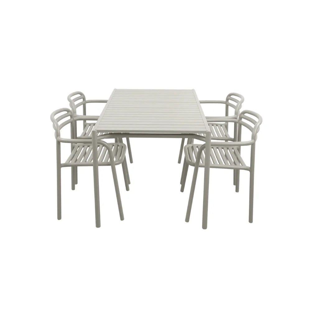 Bliss Outdoor Dining Set - Rectangle Table with 4 Armchairs for Patio, Garden, Backyard & Poolside Dining | Weather-Resistant Furniture