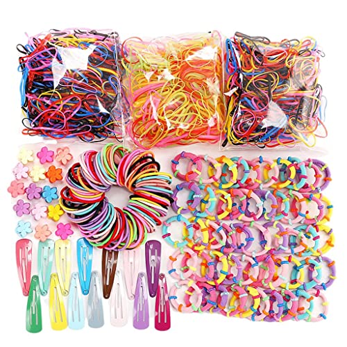 DYNWAVE Snap Hair Clips & Barrettes Set - 12PCS Cotton Hair Bands with Mini Rubber Bands for Women Girls - Perfect for School, Work, Parties and Everyday Styling