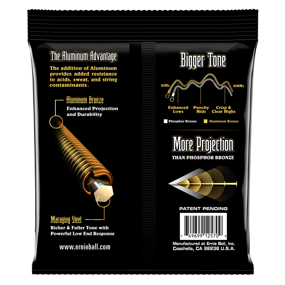 Ernie Ball Extra Light Aluminum Bronze Acoustic Guitar Strings 10-50 Gauge - Perfect for Fingerstyle & Light Strumming